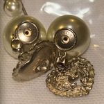 Christian Dior Dior Tribales Earrings Gold-Finish Metal with White Resin Pearls & Red Crystals Photo 7