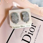 Christian Dior Large Pave Crystal Half Hoop Clip-On Earrings Photo 1