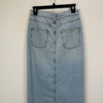 Gianni Bini  Denim Midi Skirt Front Slit Rigid High Waist Blue US 2 NWT Photo 6