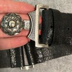 Badgley Mischka  Women’s Italian Leather Black  Metallic Adjustable Belt Photo 9