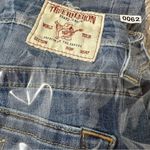 True Religion  Size 24 Medium Light Blue Wash Halle Mid Rise Raw Hem Skinny Jeans Photo 9