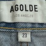 AGOLDE  Womens Fly Button High Rise Distress Mini Denim Shorts Blue Size 23‎ Photo 6