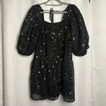 Nasty Gal  Black and Metallic Gold Star Flouncy Babydoll Dress 6 Photo 2
