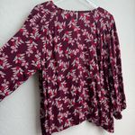 a.n.a . Maroon Floral Blouse 3/4 Balloon Sleeve XXL Photo 3