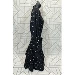 Free Assembly Belted Tiered Dress Pockets Long Sleeve Star Print Black Small Photo 1