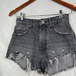 ZARA  High‎ Rise Mom Cut Off Black Washed Jeans Size 0 Photo 2