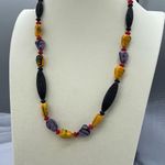 Vintage 80’s glass and acrylic tribal bright fun necklace Yellow Photo 1
