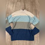 H by Halston  Women's Blue and Gray Striped Sweater Photo 7