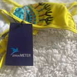 size large Ethnic Print bikini top Neon Yellow contrast blue cactus bandage Photo 4