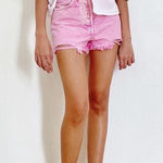 ZARA high waisted button fly pink acid wash denim shorts sz 2 Photo 0