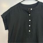 NWT Quince Gauze Short Roll Sleeve Button Front Black Top Size XS Photo 3