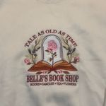 Belle’s‎ Book Shop Women Large Tales As Old As Time Long Sleeve Cream Sweatshirt Red Photo 1