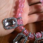 Simulated Pink Sapphire and Austrian Crystal Beaded Silvertone Necklace Photo 11