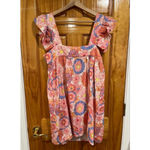 Tuckernuck  Floral Linen Blend Mini Dress Puff Sleeve Square Neck Size S Photo 4