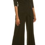 Adrianna Papell  Draped Cascading Jumpsuit Black Draped Size 6 Cocktail Classic Photo 0