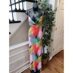 Pretty Little Thing  US 12 Multicolor Pleated Cowl Neck Maxi Dress Spaghetti Strap Photo 1