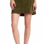 Current/Elliott The leather Naval suede button front mini skirt olive green 25 Photo 5