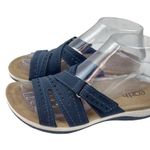 Earth Origins Sandal Womens 6.5 Blue Leather Comfort Hook & Loop Coastal Grandma Photo 3