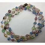Vintage PASTEL PINK, BLUE, GREEN LUCITE FACETED BEAD NECKLACE Frosty 42" Long Photo 4
