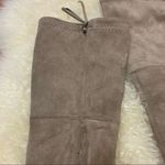 Over the knee stretch vegan suede heeled boots tan Tan Size 6 Photo 2