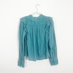 Free People NWT Wrapped In A Dream Embroidered Blouse North Sea Teal XS Photo 5