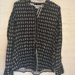 Foxcroft  Black White Long Sleeve Button Down Collar Shirt Wrinkle Free 12 Fitted Photo 0