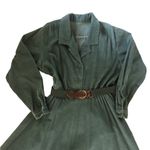 Handmade VTG 80’s Corduroy Midi Belted Shirt Dress Sz 12 Green LS Pockets Retro Photo 2