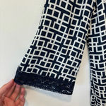 Alya  Women’s Blue White Geometric Lace 3 Quarter Sleeve Mini Dress Formal Event Photo 3