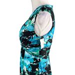 Jones Studio Dress Blue Green Floral 8 V-Neck Sleeveless Side Zip New Photo 14