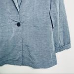 Drew  Anthropologie NWT Linen Blend Chambray Blue One Button Blazer Size S Photo 6