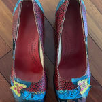 Obiono Handpainted Colorful Women's Shoes Butterfly Floral Indie Chunky Retro 38 Red Size 7.5 Photo 0