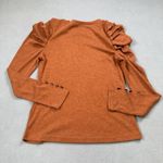 SheIn  Sweater Top M Orange Crew Neck Texture Long Sleeve Puff Sleeve Button Cuff Photo 1