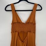 EDUN Women's Burnt Orange Rust Satin V Photo 3