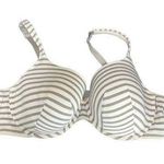 Cacique Women's 46DD T-Shirt Bra White Gray Striped Lightly Lined Underwire Photo 0