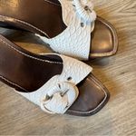 Donald J Pliner White Leather Wood Platform Wedge Sandals Womens 9 Y2K Clog Mule Photo 1