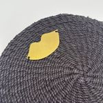 Clare V. Black Woven Raffia Circle Clutch Gold Lips Detail Summer Vacation Bag Photo 2