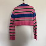 Solid & Striped  Cropped Stripe Rugby Pullover Sweatshirt Pink Blue Green Large Photo 4