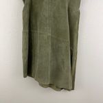 ARTURO Vintage 90s Army Green Suede Leather Grunge Asymmetrical Hem Mini Dress Photo 5