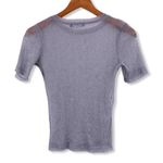 ZARA Silver Metallic Shimmery Sheer Short Sleeve Photo 1