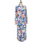 Tolani Collection Floral Maxi Shirt Dress Medium, Long Sleeve Floral Retro Print Photo 2