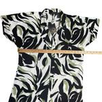 Fred David NWT  White Black Green Floral Leaf Adjustable Belted Dress Size Medium Photo 12