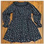 Topshop  Mini Dress Womens 8 Black Floral Long Sleeve Ruffle Collar Photo 10