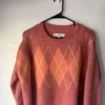 Loft  Argyle‎ Sweater Coral Pink Orange Small Knit Pullover Preppy Gilmore Girls Photo 1