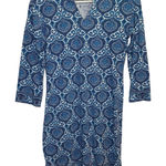 Coolibar Oceanside Tunic Blue White Dress UPF 50+ 3/4 Sleeve W Photo 0