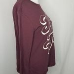 Zoe & Liv  Dark Red Maroon May Contain Wine Long Sleeve Graphic T-Shirt Size XL Photo 3