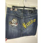 Ed Hardy  by Christian Audigier Embellished Freedom tattoo Y2K mini denim skirt Photo 1