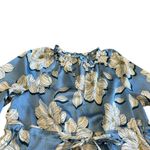 Draper James Kellie Babydoll Dress Blue Magnolia Print Satin Puff Sleeves Small Photo 2