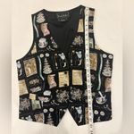 Nicole Miller  1995 Novelty Wedding Bridal Print 100% Silk Black Vest Size Large Photo 4