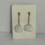 J.Crew Snowdrop Crystal Flower Dangle Earrings Gold Tone Bar Drop Statement Photo 6