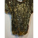 VTG Southeastern Gold Sequin Beaded Top Women Small 17"x21" Sparkle Disco Party Photo 2